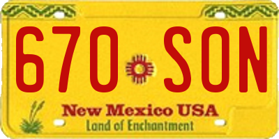 NM license plate 670SON