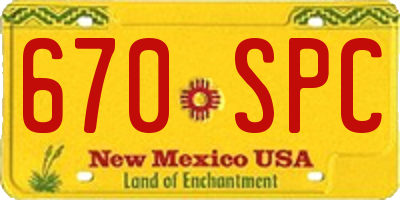 NM license plate 670SPC