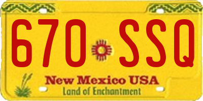 NM license plate 670SSQ