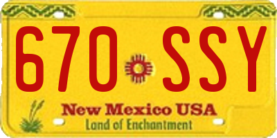 NM license plate 670SSY