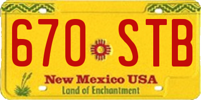 NM license plate 670STB