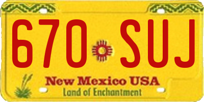 NM license plate 670SUJ