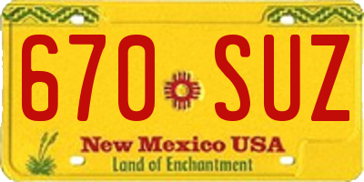 NM license plate 670SUZ