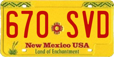 NM license plate 670SVD
