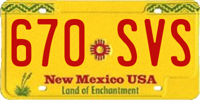 NM license plate 670SVS