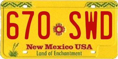 NM license plate 670SWD