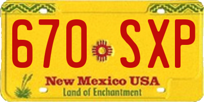NM license plate 670SXP