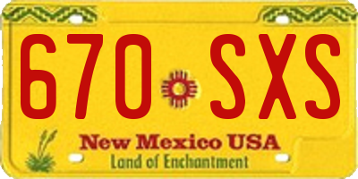 NM license plate 670SXS