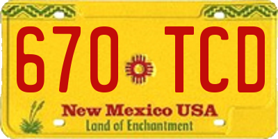 NM license plate 670TCD