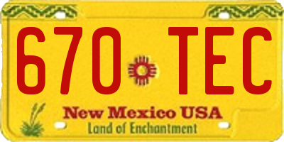NM license plate 670TEC
