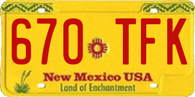 NM license plate 670TFK