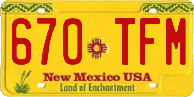 NM license plate 670TFM
