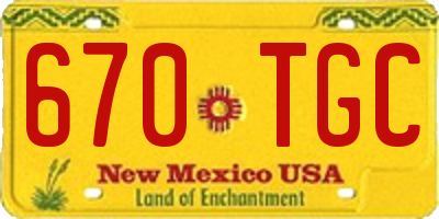 NM license plate 670TGC