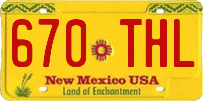 NM license plate 670THL