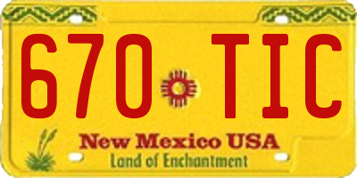NM license plate 670TIC