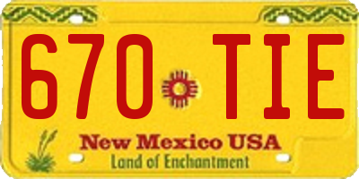 NM license plate 670TIE