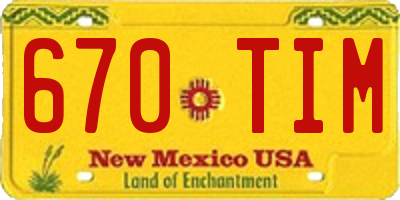 NM license plate 670TIM