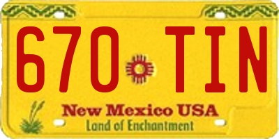 NM license plate 670TIN