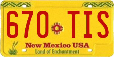 NM license plate 670TIS