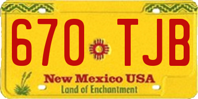 NM license plate 670TJB