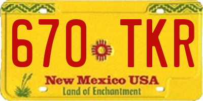 NM license plate 670TKR