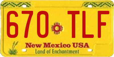 NM license plate 670TLF