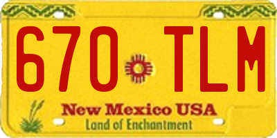 NM license plate 670TLM