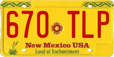NM license plate 670TLP