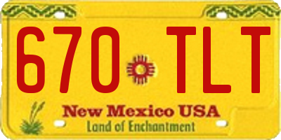 NM license plate 670TLT