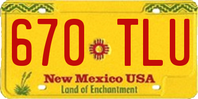 NM license plate 670TLU