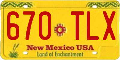 NM license plate 670TLX