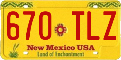 NM license plate 670TLZ