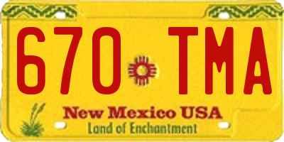 NM license plate 670TMA
