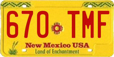 NM license plate 670TMF