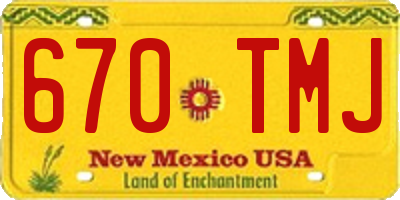 NM license plate 670TMJ