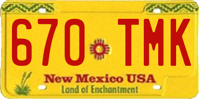 NM license plate 670TMK