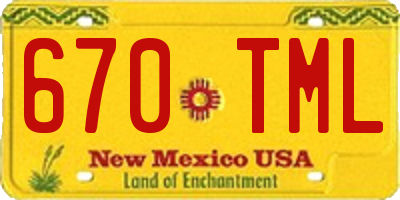 NM license plate 670TML