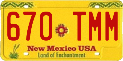 NM license plate 670TMM