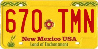 NM license plate 670TMN