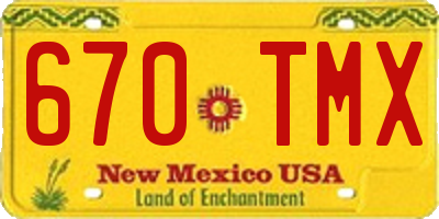 NM license plate 670TMX