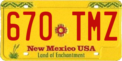 NM license plate 670TMZ