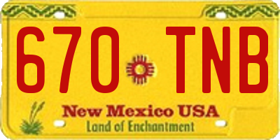 NM license plate 670TNB
