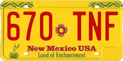 NM license plate 670TNF