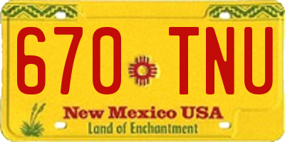 NM license plate 670TNU