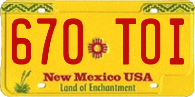 NM license plate 670TOI
