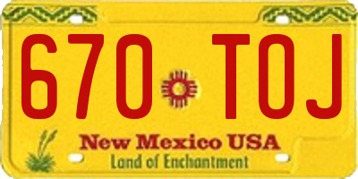 NM license plate 670TOJ