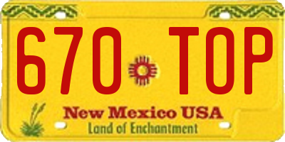 NM license plate 670TOP