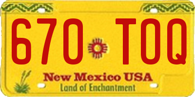 NM license plate 670TOQ