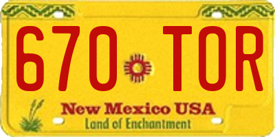 NM license plate 670TOR