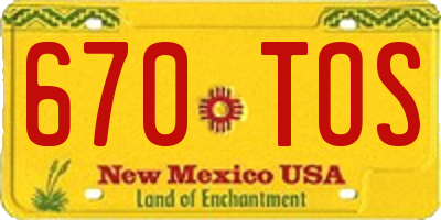 NM license plate 670TOS